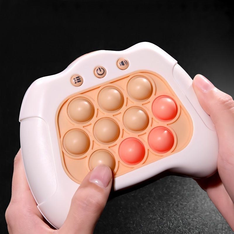 Handheld push popper game being played