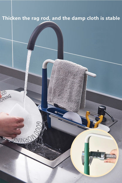 Sink rack extended to fit across a wide sink