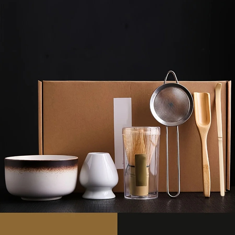 Matcha Tea Set – 6-Piece Gift Set with Bamboo Whisk, Bowl & Whisk Holder