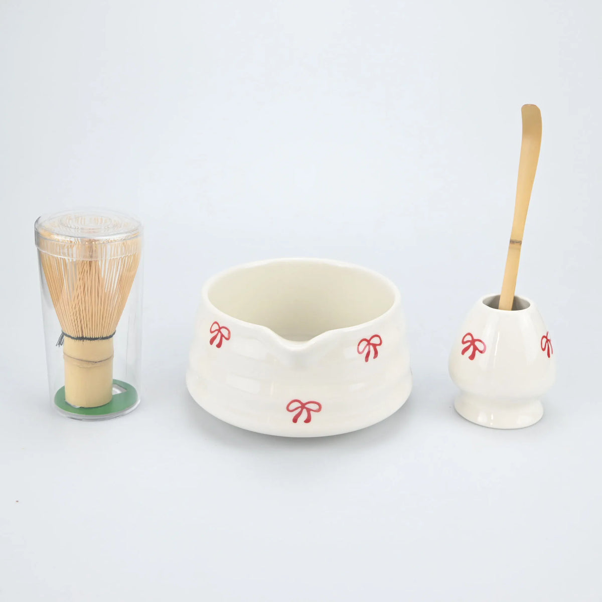 Matcha set pieces laid out