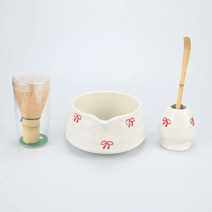 Matcha set pieces laid out