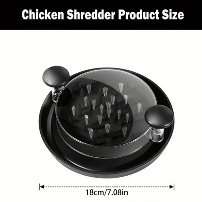 Chicken shredder in use, twisting handles to pull cooked meat apart