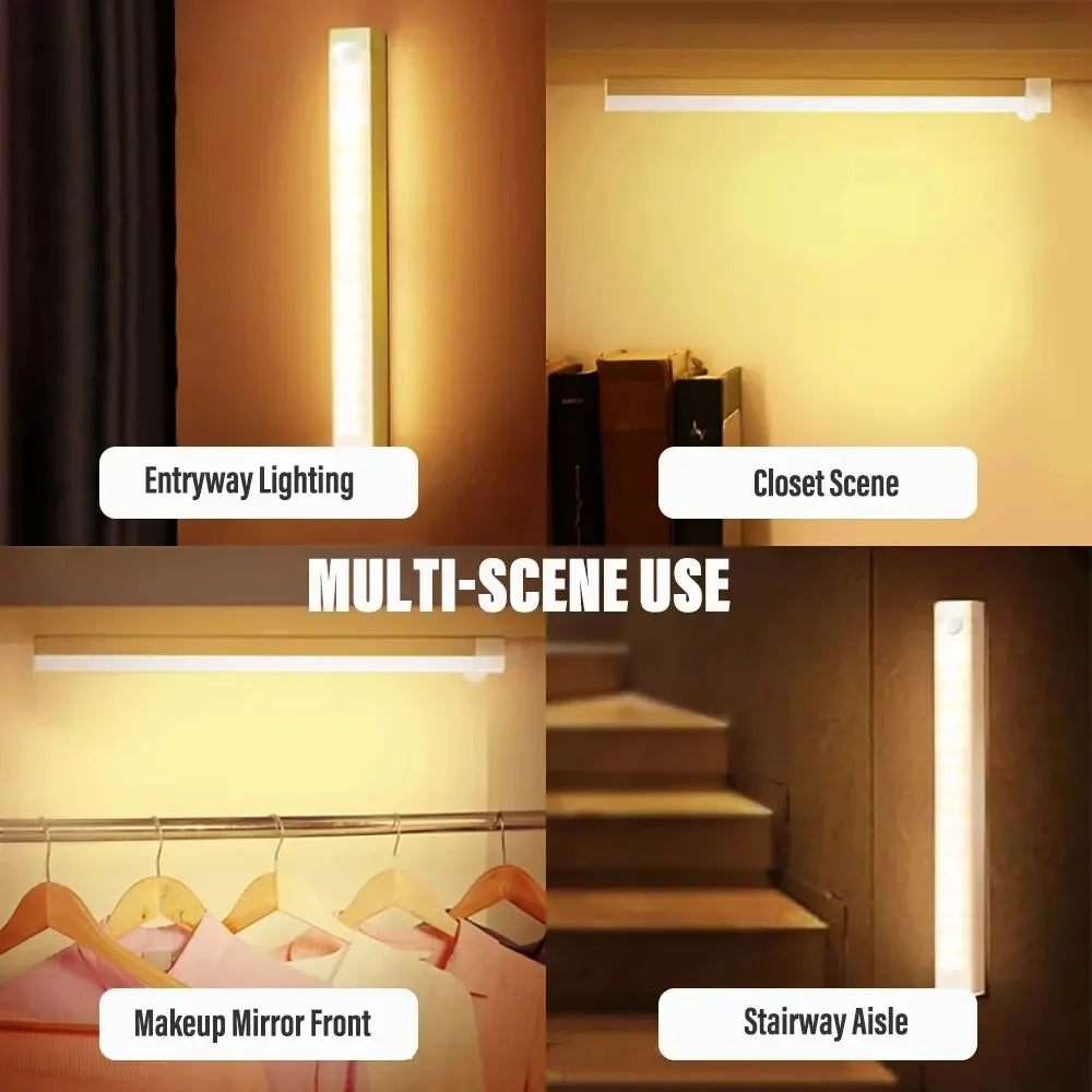 Motion sensor cabinet light fitted in a wardrobe