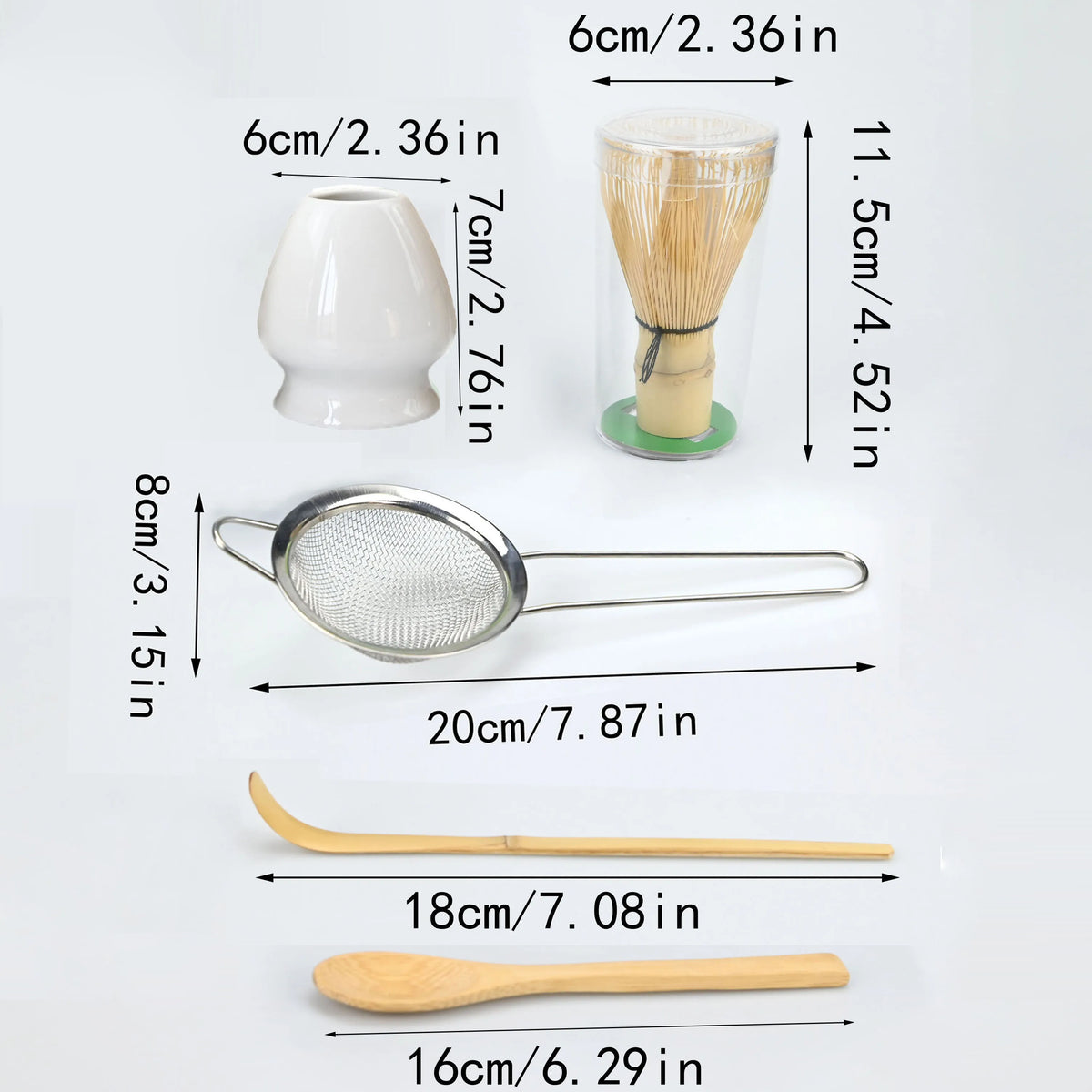 Whisking matcha with a bamboo whisk