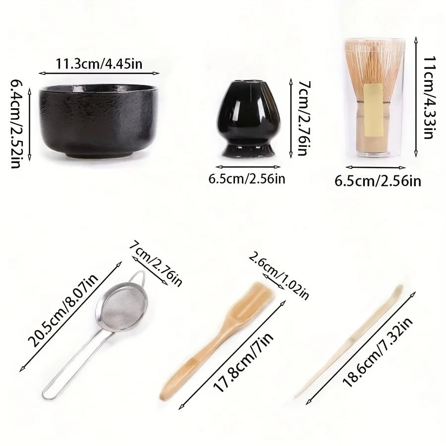 Matcha Tea Set – 6-Piece Gift Set with Bamboo Whisk, Bowl & Whisk Holder