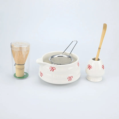 Whisking matcha in the spouted bowl