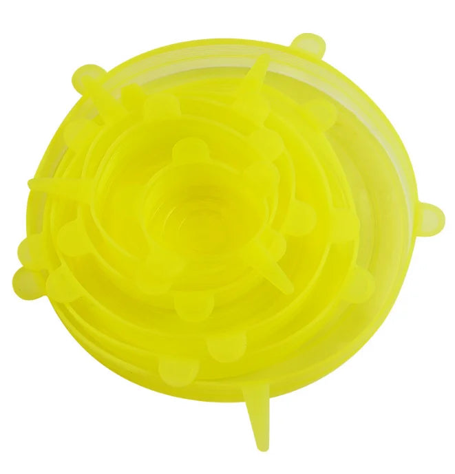 Silicone stretch lids in yellow