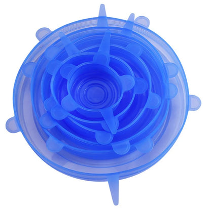 Silicone stretch lids in blue