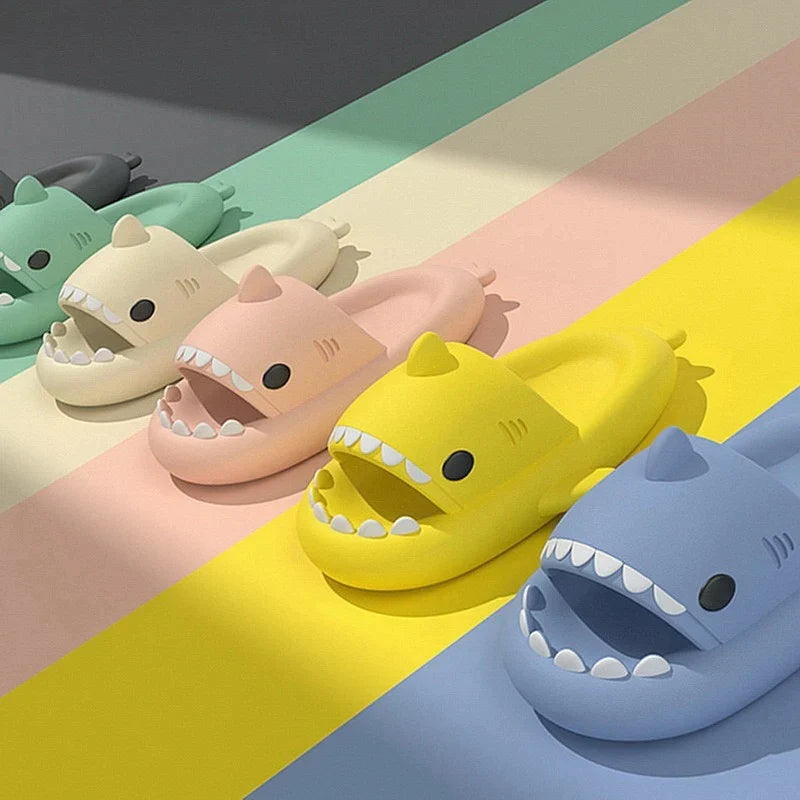 Close-up of the shark slide sole and open-mouth design