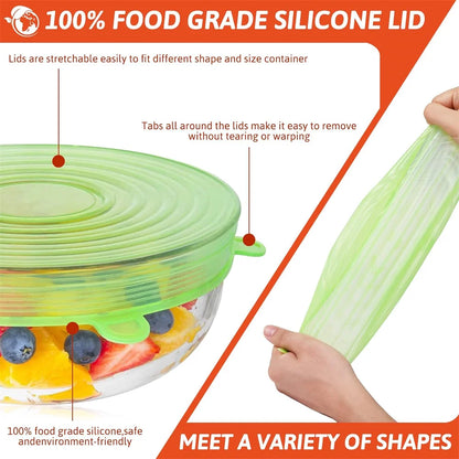 Silicone stretch lids in six sizes