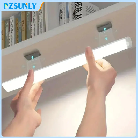 Motion sensor LED cabinet light switching on under a shelf