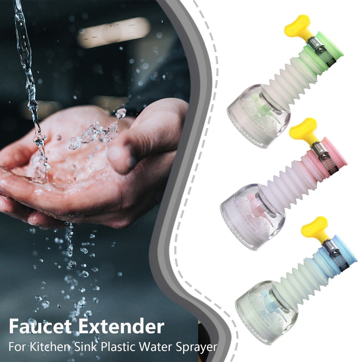 Faucet extender rotating to reach the far side of the sink